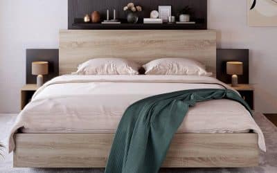 Avis sur le lit KOMHTOM 160 x 200 cm : cadre avec 2 tables de nuit