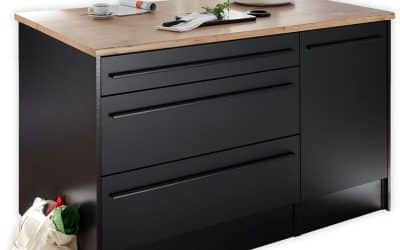 Avis : îlot moderne Stella Trading JAZZ en noir mat et chêne Lancelot