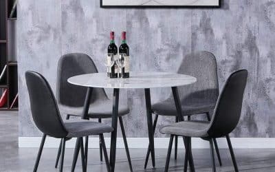 Avis ensemble table et chaises Goldfan : charme marbre blanc et gris