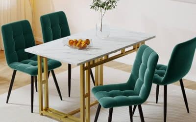 Avis sur la Sweiko table à manger avec 4 chaises en velours vert foncé
