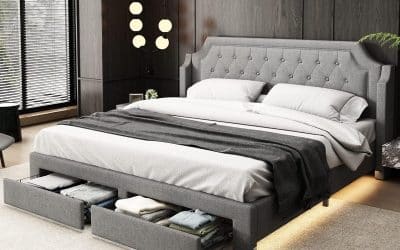 Test du lit Sweiko : double rembourré à LED avec tiroirs pratiques