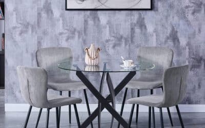 Test : ensemble table à manger Goldfan en verre et chaises gris