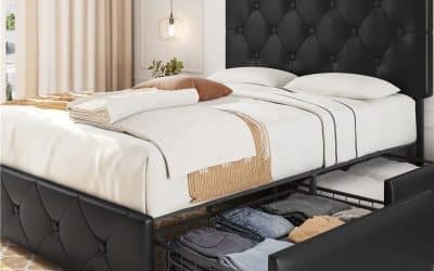 Test : yaheetech cadre de lit coffre avec tête capitonnée