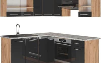 Test : cuisine en angle Vicco Fame-Line, anthracite brillant/chêne doré