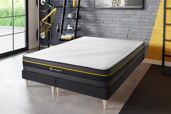 Sleepfit Ensemble Double sommier + Matelas Active à mémoire de Forme 160x200 | Epaisseur : 24 cm | Confort : Ferme