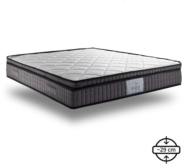 SAMPUR - Matelas Céleste : Mémoire de Forme | Ressorts ensachés | Soutien mi-Ferme | 29 cm d'épaisseur | 160/200 cm