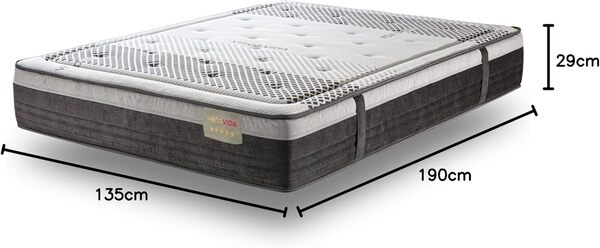 Matelas 160x200 27 cm Épaisseur Mousse à Mémoire de Forme PREMIUM - 7 Zones de Confort - Matelas 160 x 200 cm Fermé Hauteur 27 cm Densité 30KG/m3 Durable - 2 Personnes – Respirable Hipoallergénique