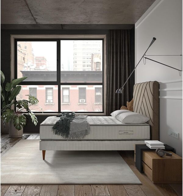 DUPEN Matelas Matelas à Ressorts ensachés modèle Rio, fermeté Moyenne, Hauteur 30 cm, Air Dream Haute densité, Coton recyclé et Laine Naturelle, Technologie Pocket Tech Box. Mesures 160 x 200Cm