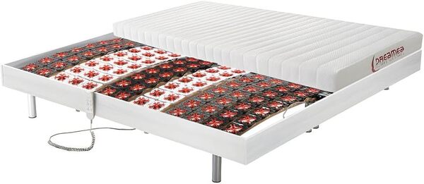 Vente-unique - Lit électrique de Relaxation Tout plots + Matelas Accueil Latex - 2 x 80 x 200 cm - Blanc - Ether de DREAMEA