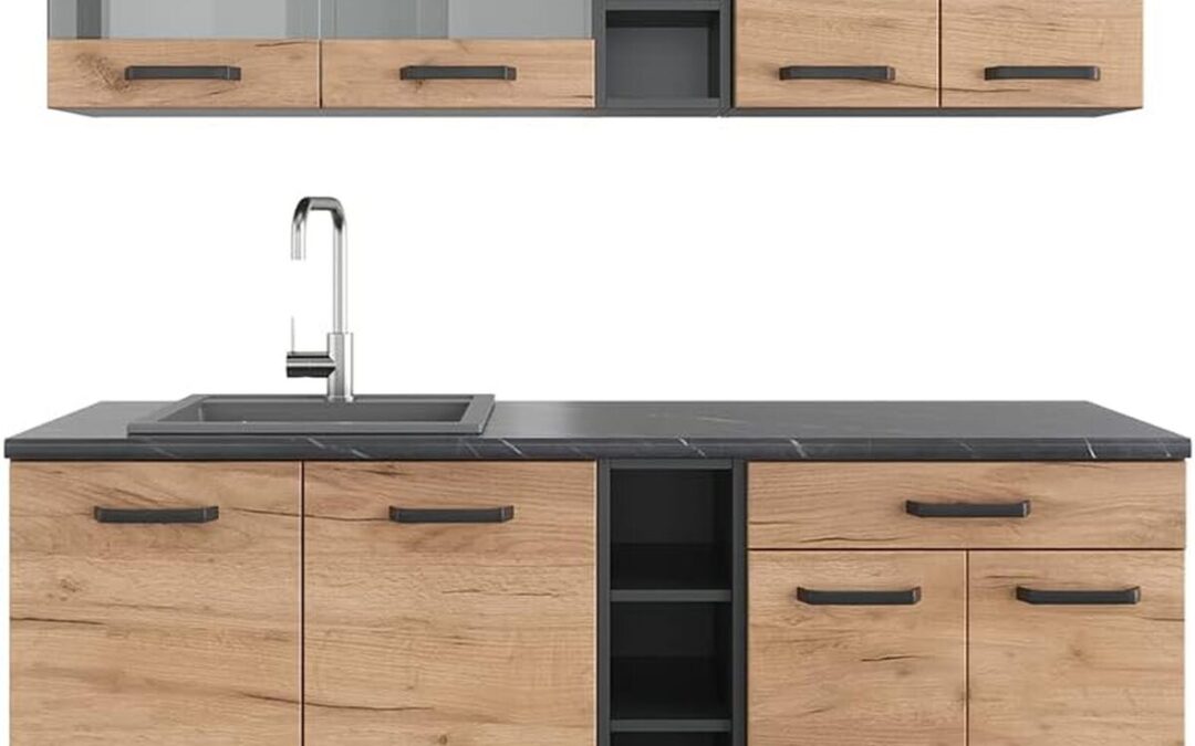 Test de la cuisine Vicco R-Line, 160 cm, chêne doré/anthracite