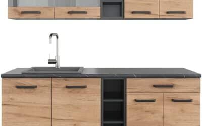 Test de la cuisine Vicco R-Line, 160 cm, chêne doré/anthracite