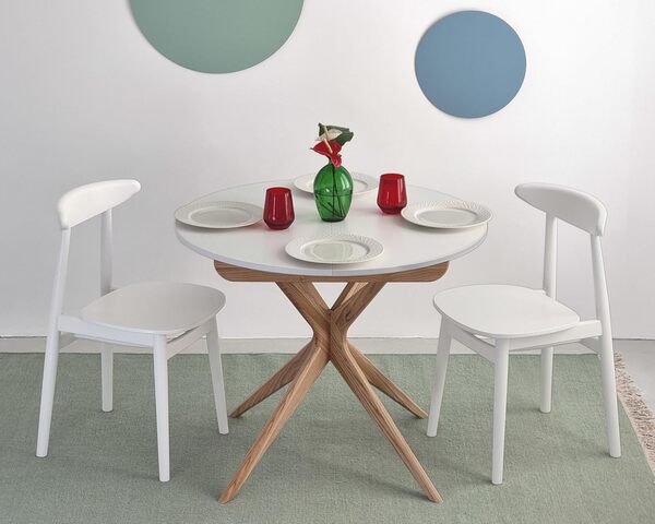 Ragaba Ronde Extensible Table à Manger 90cm Jubi Blanc