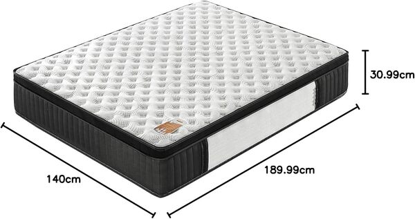 sensoreve November- Matelas Elekctra 140x190cm- Épaisseur 30cm- Hybride: Ressorts ensachés+Mousse Mémoire de Forme - Soutien Tonique & indépendance de Couchage-Label SANITIZED(Anti bactérien/acarien)