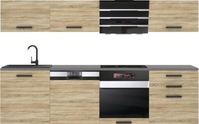 Test : cuisine équipée Belini Linda – 240 cm, chêne sonoma