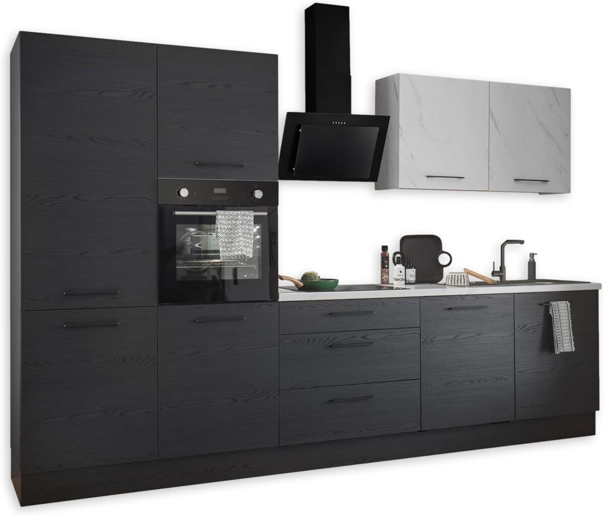 Cuisine Encastrée Denver Moderne Sans électroménager - Blanc Et Chêne Mauvella, 220x211x60 Cm, Nombreuses Rangements - 9