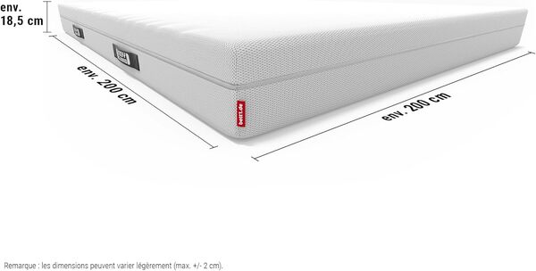 Bodyguard bett1 Matelas 200x200 cm - Mousse Haute Résilience - Réversible Confort Mi-Ferme/Plus Ferme - Soutien 9 Zones - Déhoussable - Housse Lavable à 60 °C - Certifié Oeko TEX.