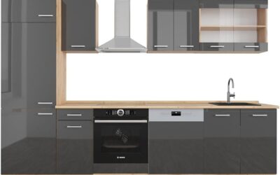 Test : cuisine Vicco R-Line 300 cm, élégance anthracite et chêne doré