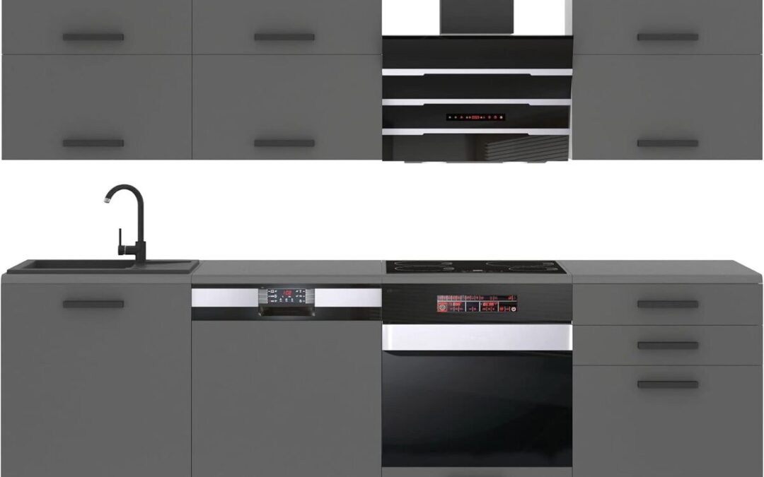 Test de la cuisine complète Madison 240 cm Belini : design argent mat