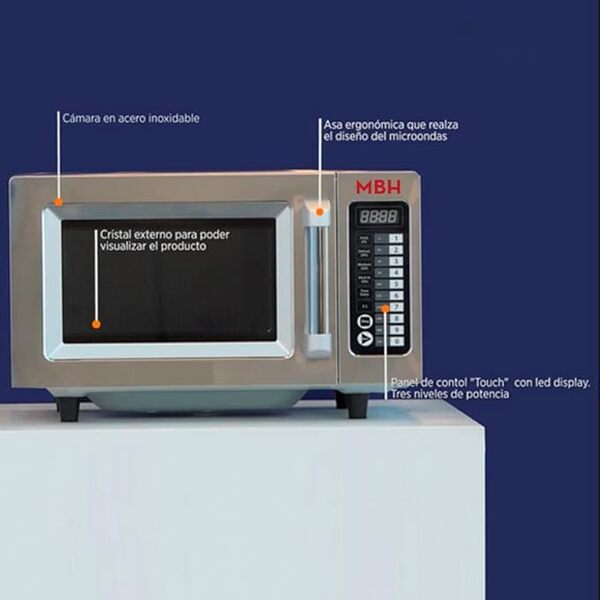 MBH - Four micro-ondes professionnel 25 litres. Micro onde professionel 1000W restaurant.