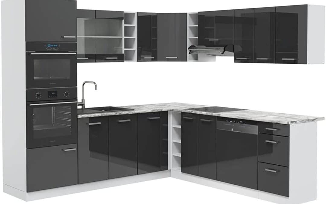 Test Vicco R-Line : cuisine en angle, anthracite brillant/blanc