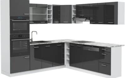 Test Vicco R-Line : cuisine en angle, anthracite brillant/blanc