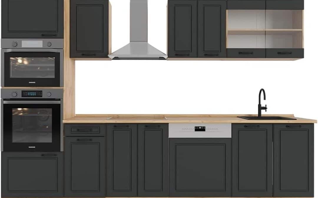 Test de la cuisine Vicco R-Line 300 cm anthracite chêne doré