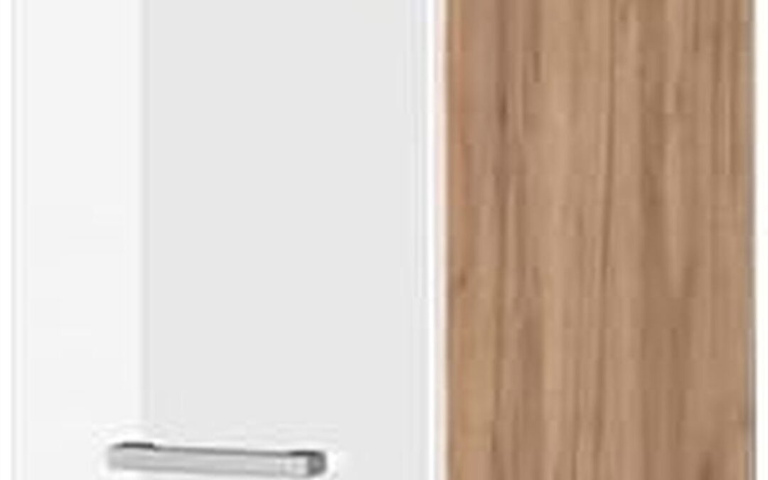 Test du meuble haut de cuisine Vicco R-Line : blanc brillance et chêne doré