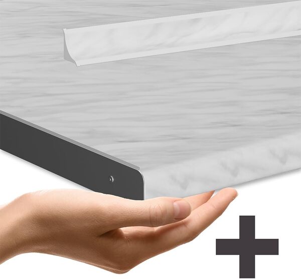 Vicco Cuisine en Angle R-Line, Artisan chêne/Blanc, 237 x 247 cm, PT Marbre