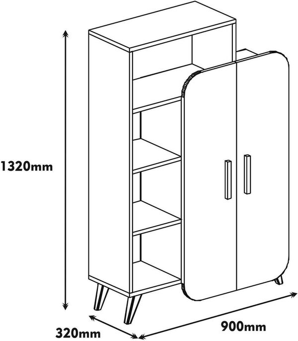 Dmora - Buffet Capella, Buffet du Salon, Commode de Salon, Garde-Manger de Cuisine, 90x32h132 cm, Noyer et Blanc