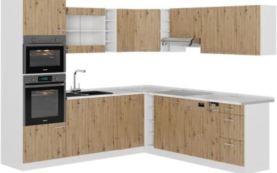 Test de la cuisine en angle Vicco R-Line : artisan chêne et blanc