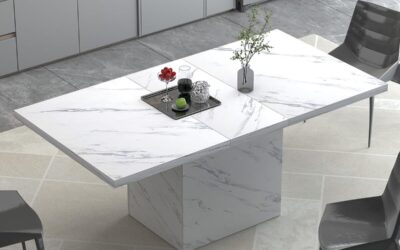 Test de la table HSH en faux marbre blanc : élégance et robustesse
