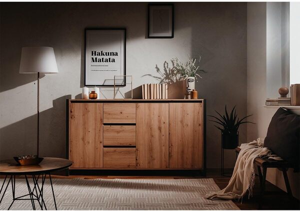 Générique Buffet Bas 3 Portes 3 tiroirs L160 cm - Denver