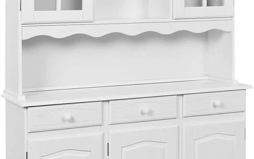 Avis sur le buffet vaisselier AltoBuy Laurie : 5 portes, 3 tiroirs bois blanc