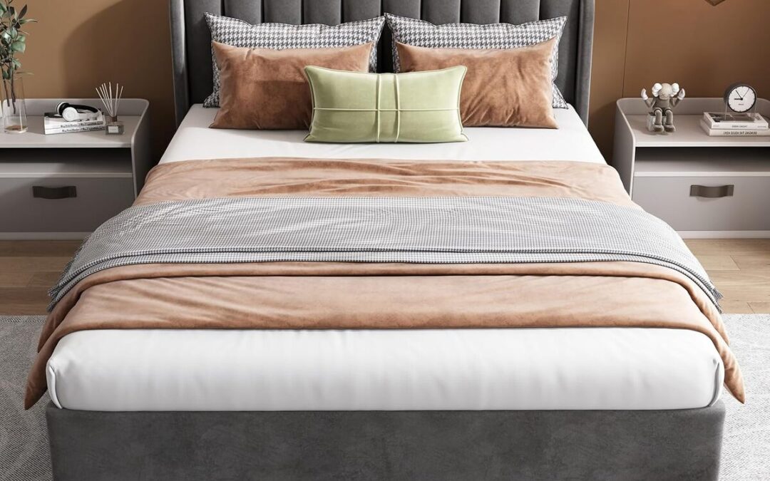 Test du lit coffre capitonné 180x200 avec sommier et rangements