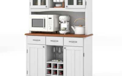 Test : armoire cuisine Costway avec support micro-ondes et casiers à vin