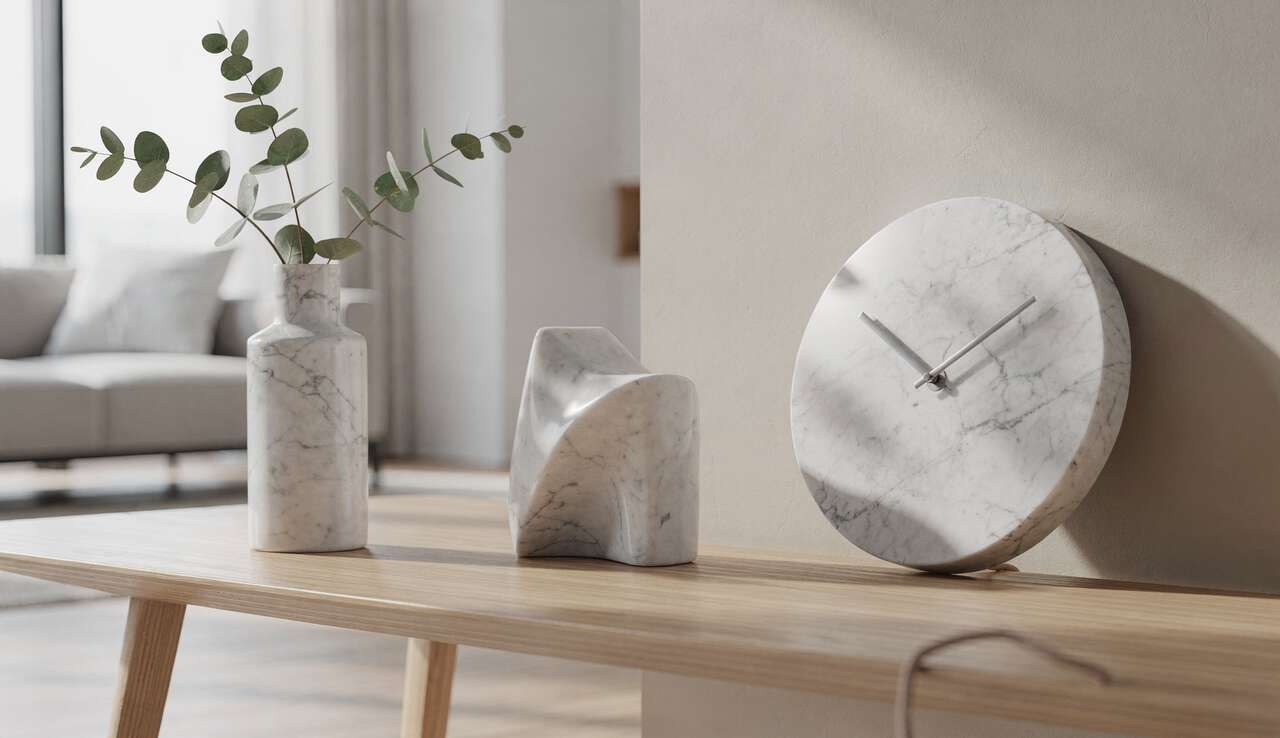 Petits objets et accessoires pour une touche de marbre subtile