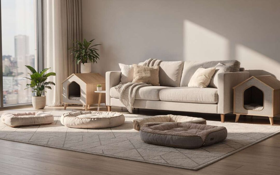 Mobilier et accessoires tendance pour chiens et chats : coussins, tapis, niches