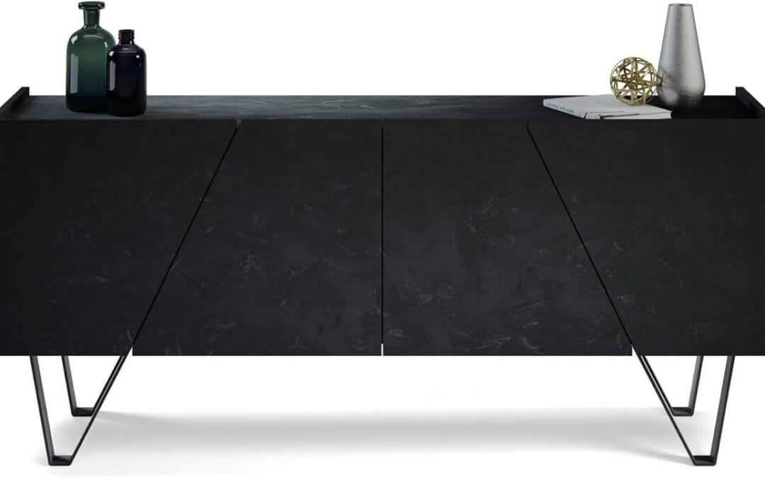 Avis : buffet 4 portes Emma de Mobili Fiver, élégance béton noir