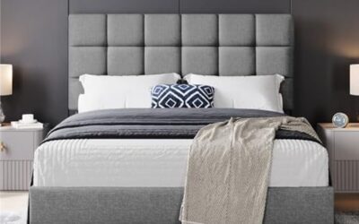 Avis sur le lit double capitonné Yaheetech 160×200 cm gris clair