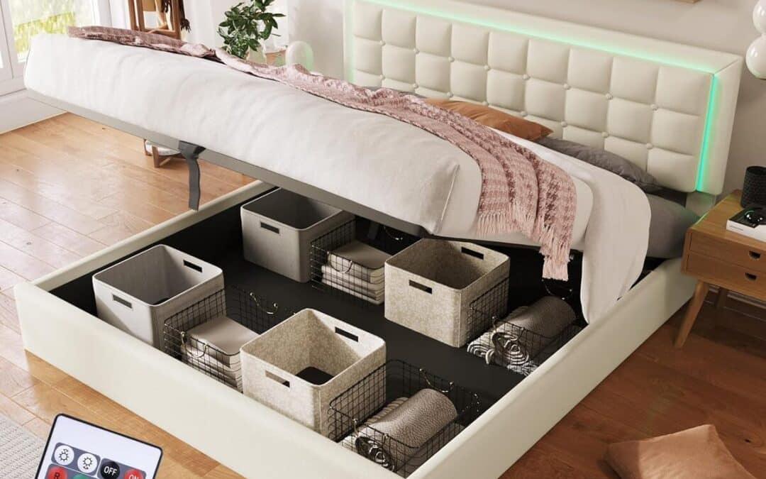 Test du lit coffre 160x200 avec éclairage LED et rangement