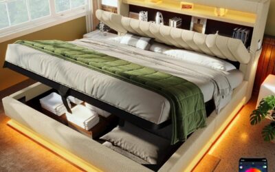 Test du lit coffre rembourré LED avec ports USB et sommier 160×200