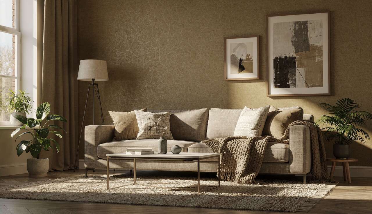 Oser le papier peint et les textiles verts kakis