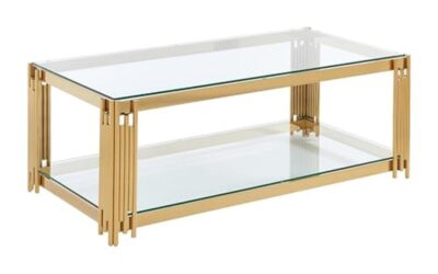 Avis sur la table basse Nomelano Vente-unique : élégante en doré et verre