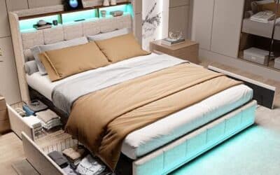 Test du lit capitonné à LED et tiroirs 160×200