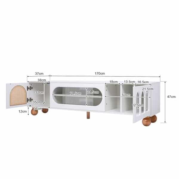 Découvrez le meuble TV Jaxenor 170 cm, un choix parfait pour un salon moderne grâce à son design élégant et son espace de rangement optimisé.