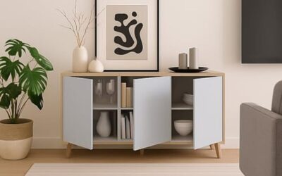 Test du buffet Dmora Arvada : design moderne chêne et blanc