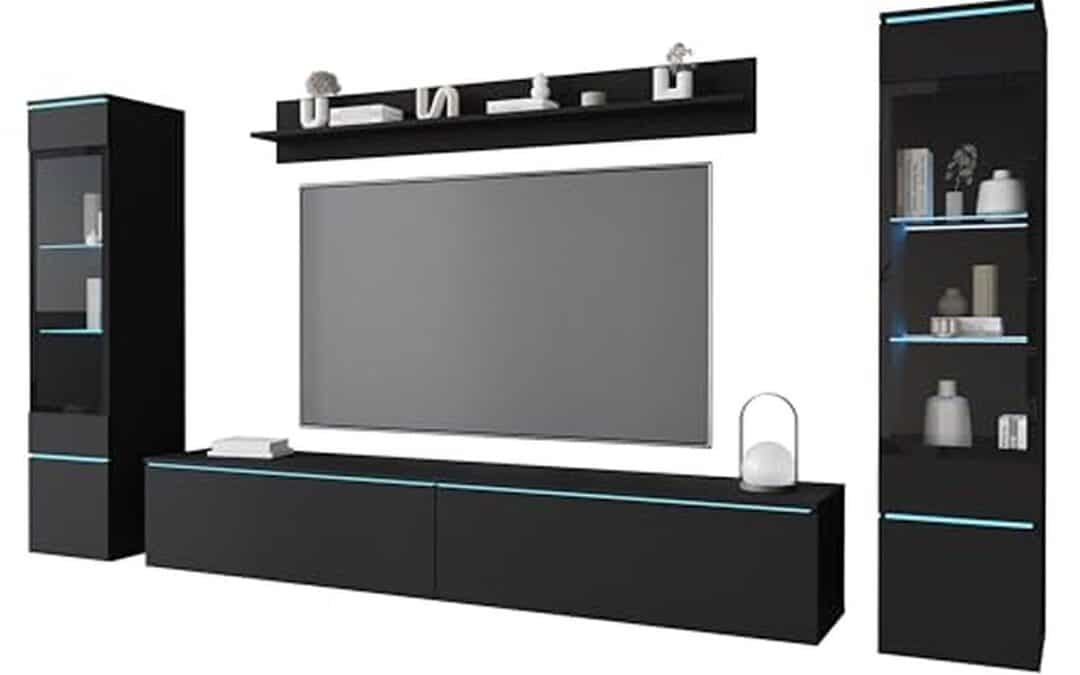 Test du salon moderne Vera II de Muebles Slavic : design noir LED