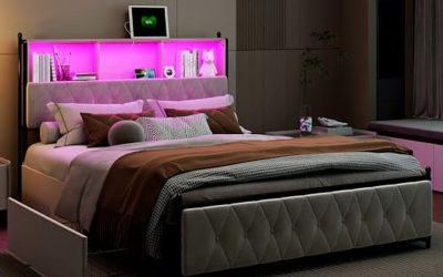 Test : lit double 140×200 avec sommier LED et USB et 4 tiroirs