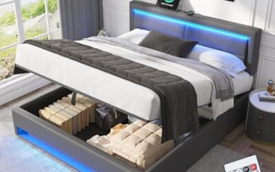 Test : lit LED 140×190 avec sommier USB et coffre de rangement