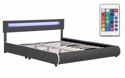 Test : lit rembourré Juskys Sevilla avec LED et sommier à lattes